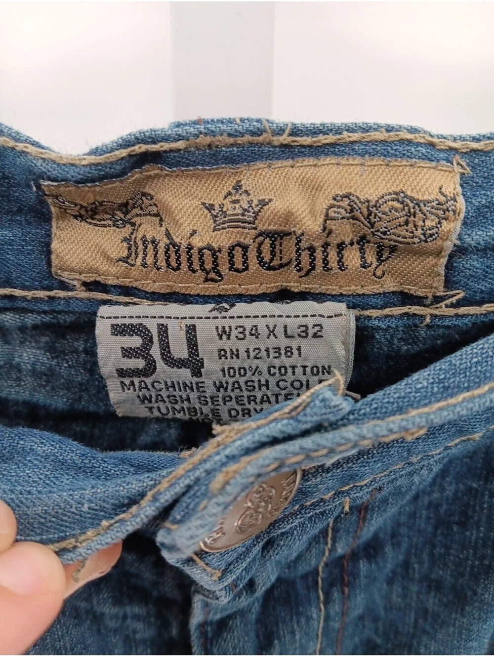 Indigo 30 Jeans Mens Size 34x32 Blue Denim Straight Fit Casual Skater Y2K Pants